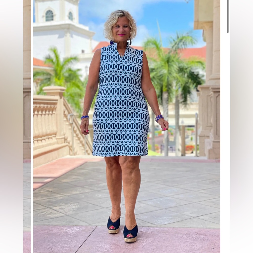 Lulu B Melina Navy Collar Sleeveless Dress